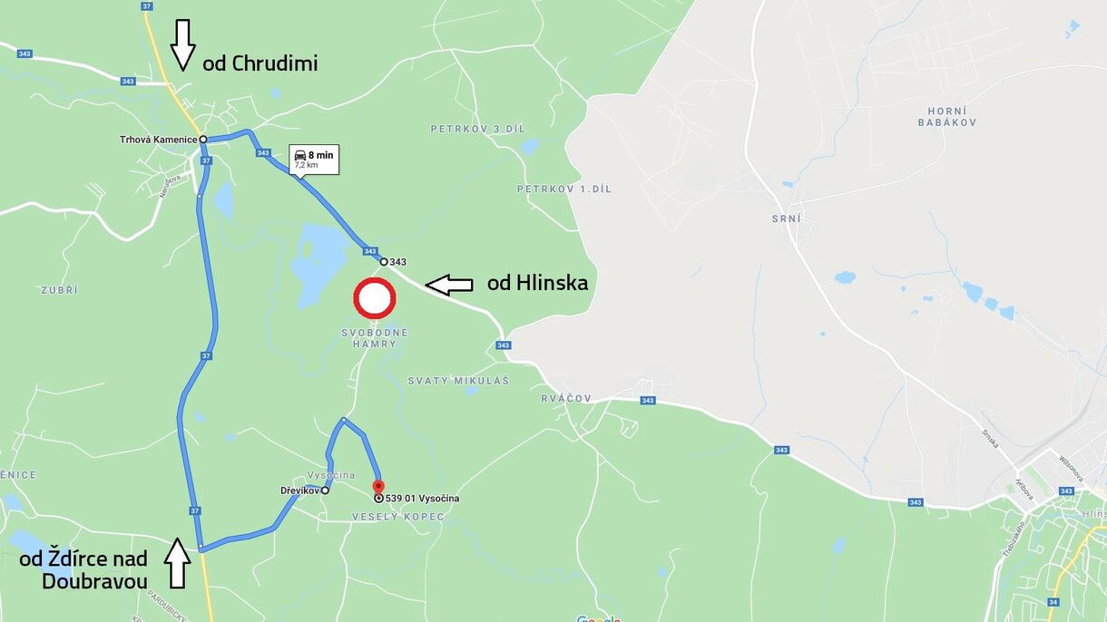 Důležité upozornění pro příjezd na Veselý Kopec Důležité upozornění pro příjezd na Veselý Kopec