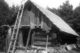 2_Stavba koliby v muzeu, 1966 / Construction of the shepherd’s hut at the museum, 1966