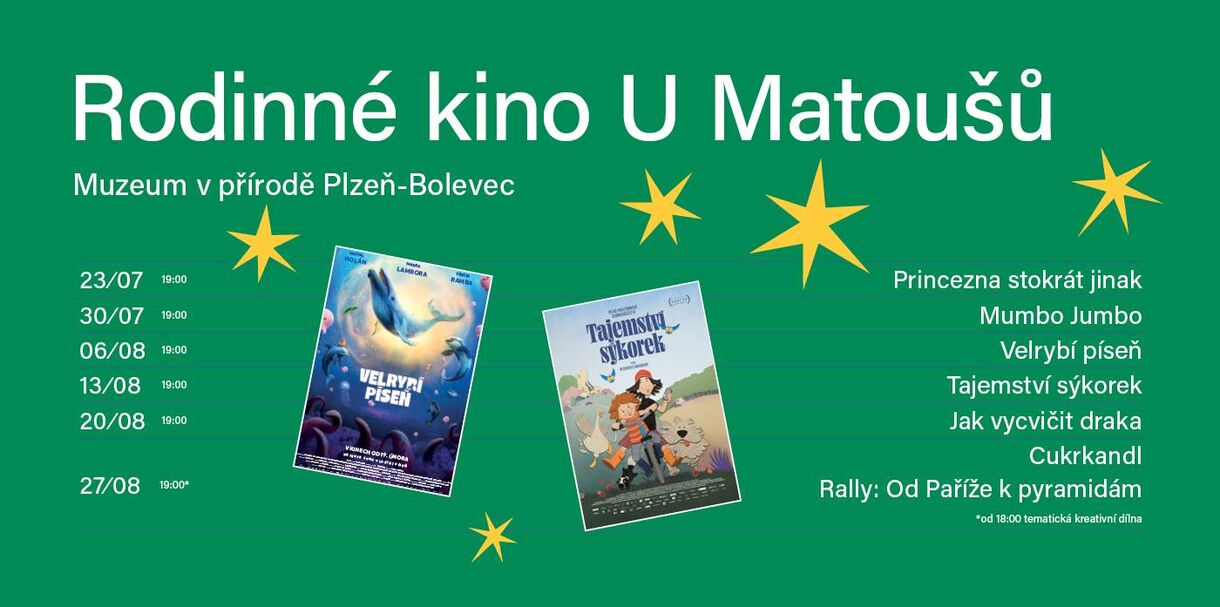 Rodinné kino U Matoušů v rámci filmového festivalu Finále Plzeň  23.7. – 27.8.2026
