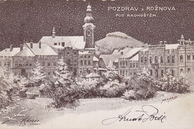 Zimní nálada v Rožnově s podpisem posledního soukromého poštmistra