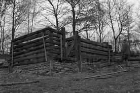 7_Valašská dědina, část postaveného srubu, 1964 / The Wallachian Village, part of the erected building, 1964