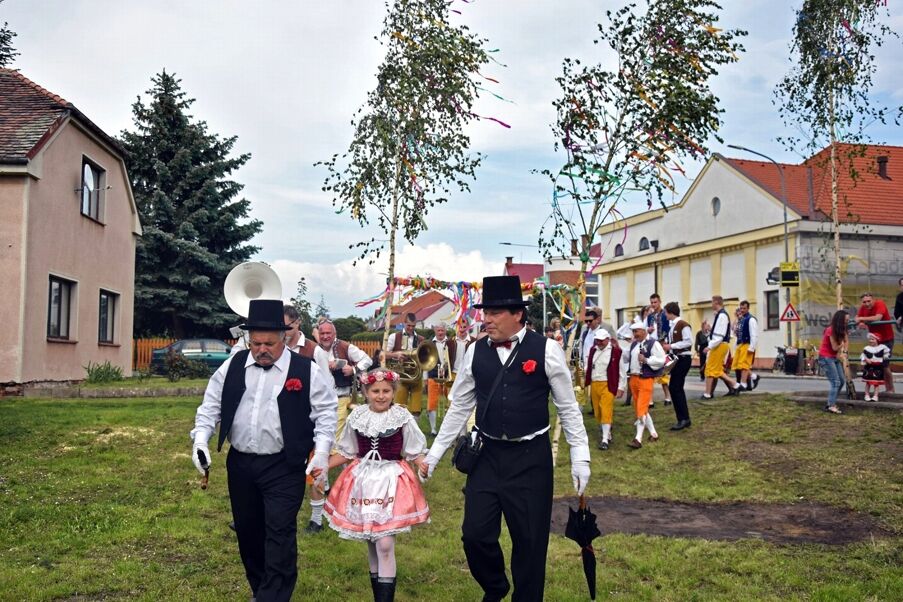 Stavění máje ve Starých Žďánicích, 2019. Foto: Lenka Jedličková, Muzeum v přírodě Vysočina