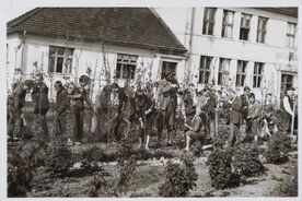 Pracovní výuka ve školní zahradě – štěpnici při škole v Choryňi, 30. léta 20. stol. <br />  (inv. č. 267)/Work instruction in the school garden – orchard at the school in Choryně, 1930s (inv. no. 267)<br />  