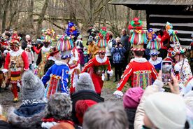 Masopust na Veselém Kopci v podání vesnické skupiny ze Studnice, 2024. Foto: Pavel Bulena, Muzeum v přírodě Vysočina