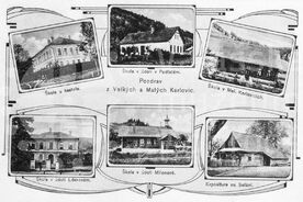 1_ Velké Karlovice, místní školy, 1908, pohlednice / Velké Karlovice, local schools, 1908, postcard