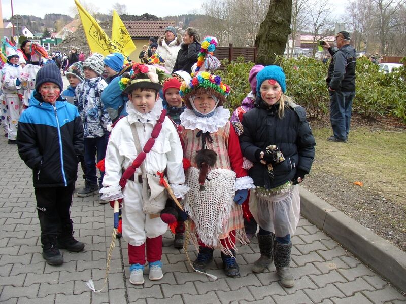 Průvod dětských maškar, 2019. Foto: Ilona Vojancová, Muzeum v přírodě Vysočina