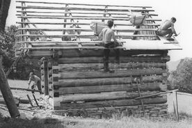 6_Valašská dědina, stavba ovčína, 1966 / The Wallachian Village, construction of the sheepfold, 1966