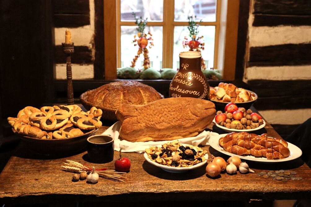 Štědrovečerní tabule ve mlýně, 2025. Foto: Pavel Bulena, Muzeum v přírodě Vysočina