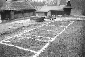 3_Vytyčení místa pro stavbu stodoly v Mlýnské dolině, 2008 / Marked out location for construction of the barn in Water Mill Valley, 2008