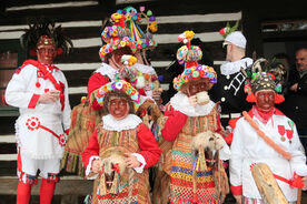 Masopust na Veselém Kopci v podání vesnické skupiny ze Studnice, 2018. Foto: Pavel Bulena, Muzeum v přírodě Vysočina