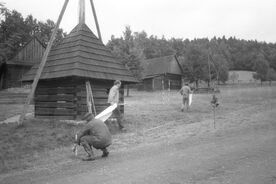 4_Valašská dědina, stavební dokumentace, vytyčování Hrozenkovské terasy, 1989 / The Wallachian Village, construction documentation, staking out the Hrozenkov Terrace, 1989